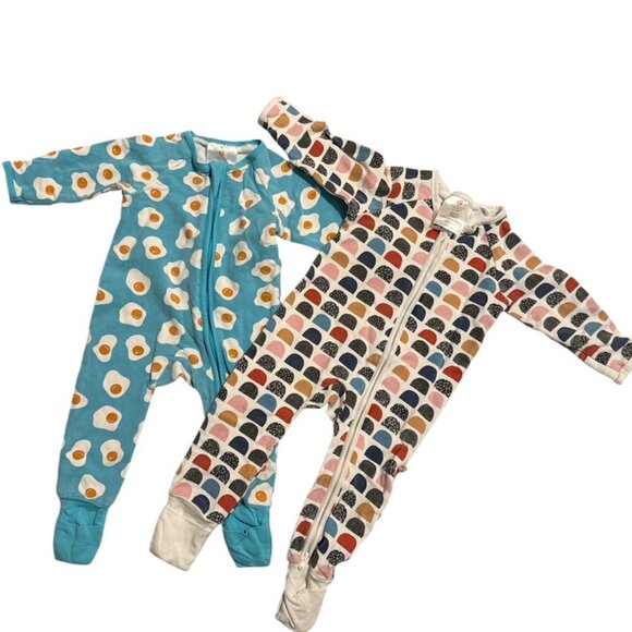 Tiny Kinfolk Zip Sleepers– Rainbow & Egg Print (Size 3-6/6-12mos)  [💥BUNDLE 2] - Picture 1 of 8